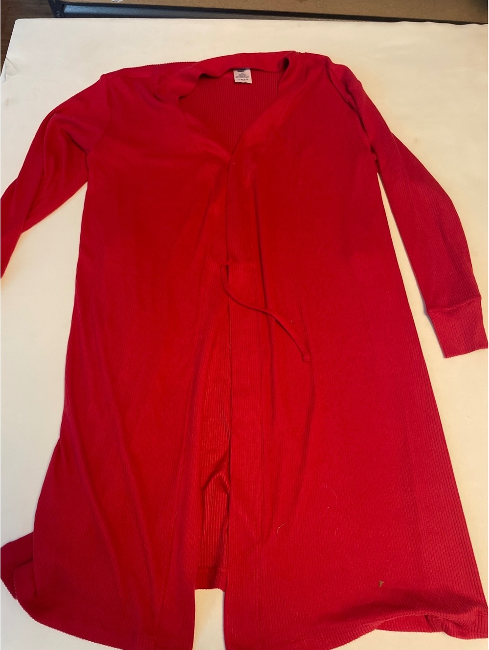 Enda Red Long Sleeve Ribbed Cardigan Sweater Medium